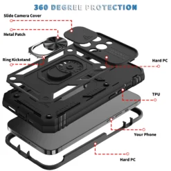 rugged armor case for iphone 11 pro x xr xs max 6 7 8 plus camera protection & kickstand