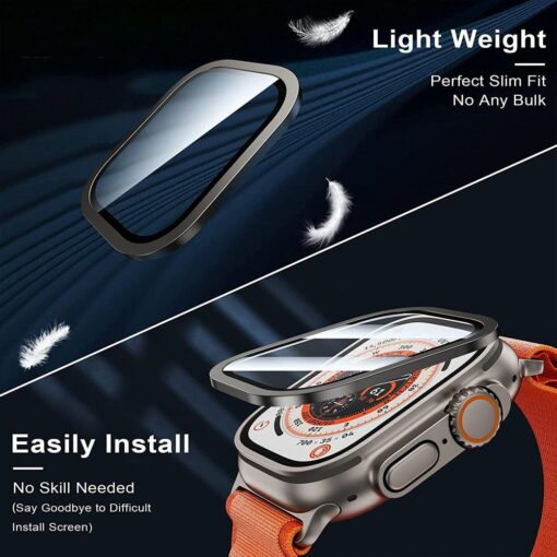 tempered glass screen protector for apple watch ultra 49mm with metal aluminum alloy bumper i phonecases com 5