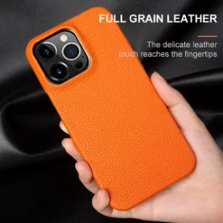 for iphone 15 14 pro max plus premium genuine leather case luxury business high end cowhide phone cases back cover