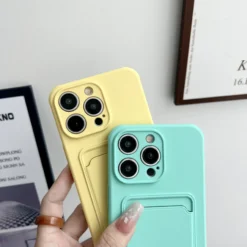 soft silicon shockproof card holder case for iphone 12 pro max 13 14 plus with card slider