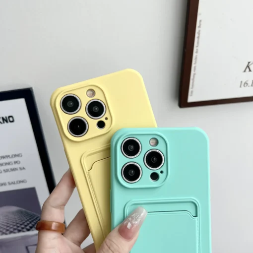 soft silicon shockproof card holder case for iphone 12 pro max 13 14 plus with card slider