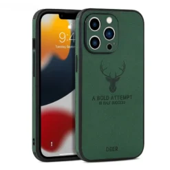 luxurious pu leather case for iphone 14 13 11 12 pro max xr x xs plus deer pattern soft business lens protection phone cover